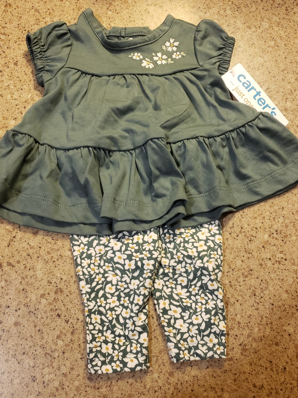 Carter's Green Floral Tunic & Floral Print Leggings Set